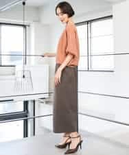 FMHAG02220 MICHEL KLEIN(ミッシェルクラン) [セットアップ対応]ダンボールニットペンシルスカート チャコールブラウン