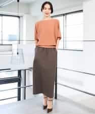 FMHAG02220 MICHEL KLEIN(ミッシェルクラン) [セットアップ対応]ダンボールニットペンシルスカート チャコールブラウン