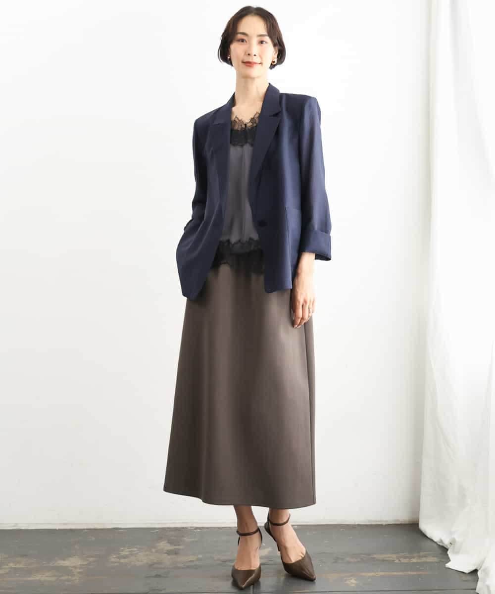 FMHAG02220 MICHEL KLEIN(ミッシェルクラン) [セットアップ対応]ダンボールニットペンシルスカート チャコールブラウン