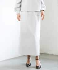 FMHAG02220 MICHEL KLEIN(ミッシェルクラン) [セットアップ対応]ダンボールニットペンシルスカート チャコールブラウン