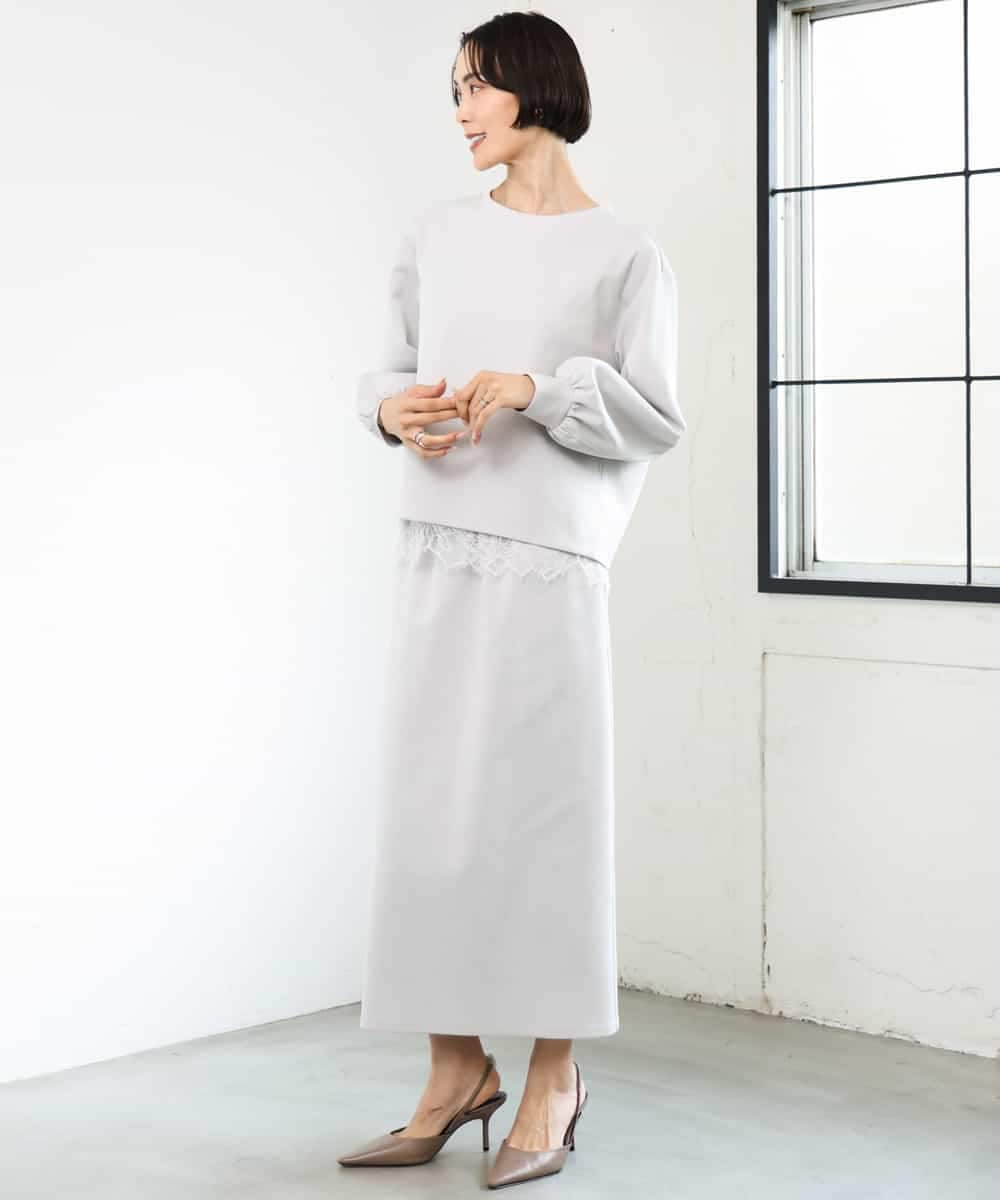 FMHAG02220 MICHEL KLEIN(ミッシェルクラン) [セットアップ対応]ダンボールニットペンシルスカート チャコールブラウン