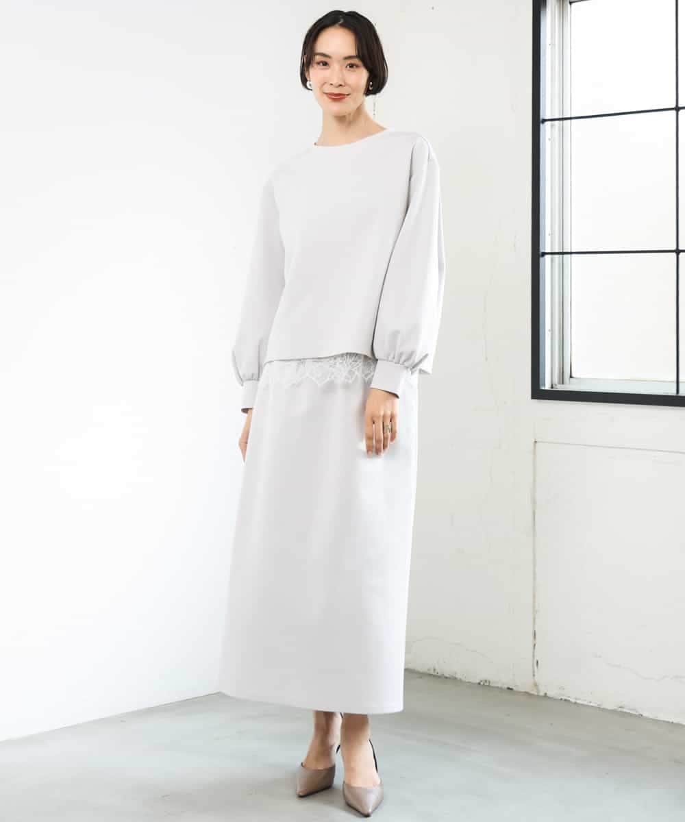 FMHAG02220 MICHEL KLEIN(ミッシェルクラン) [セットアップ対応]ダンボールニットペンシルスカート チャコールブラウン