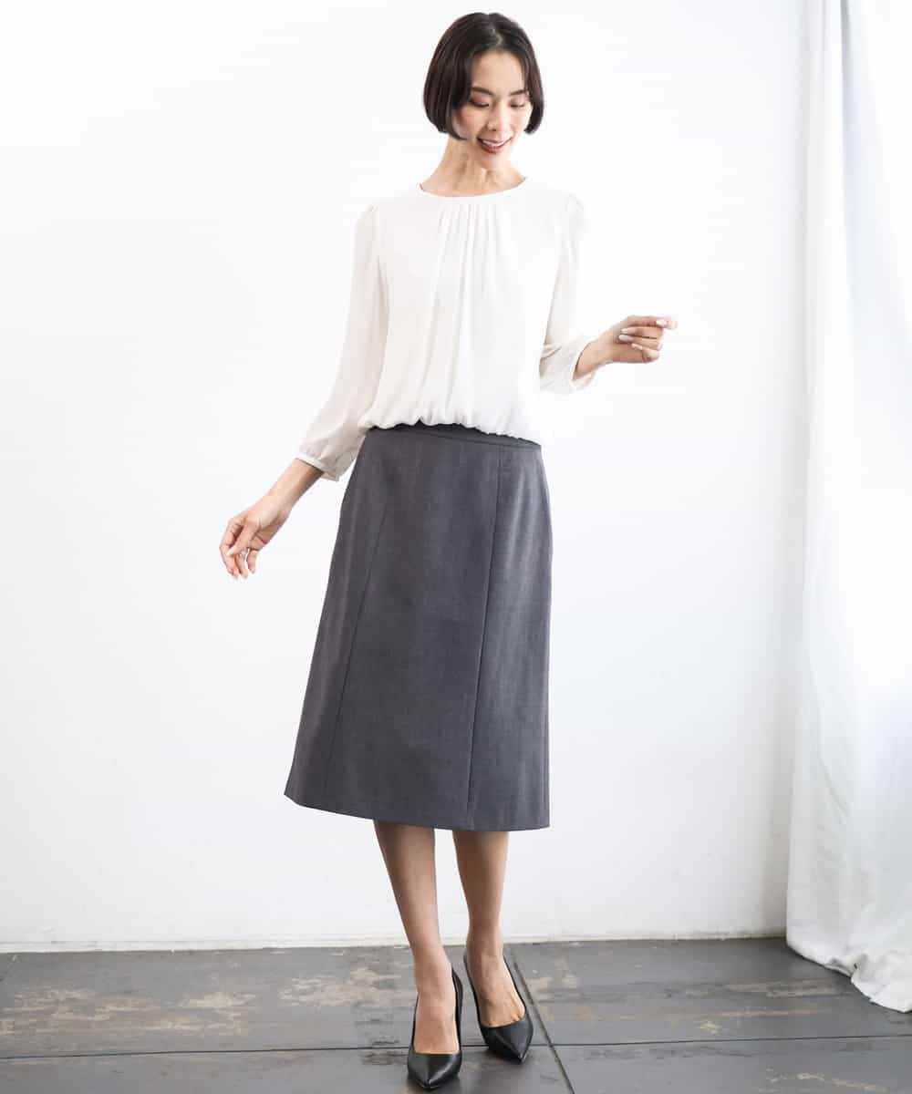 FMHAG03230 MICHEL KLEIN(ミッシェルクラン) [セットアップ対応]ストレッチタイトスカート グレー