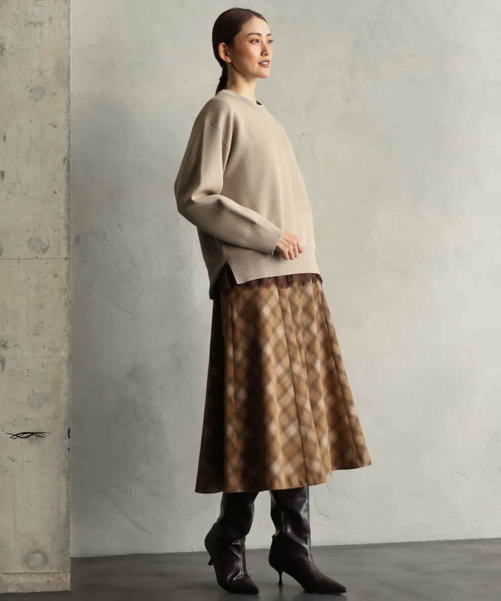 FMHAG20330 MICHEL KLEIN(ミッシェルクラン) [セットアップ対応]チェックコーデュロイAラインスカート ネイビー