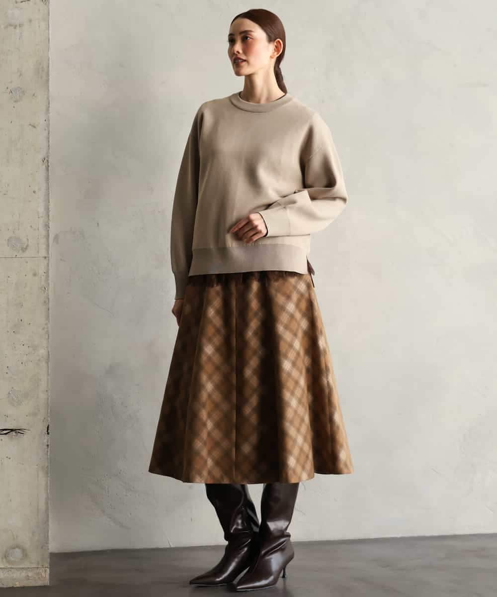FMHAG20330 MICHEL KLEIN(ミッシェルクラン) [セットアップ対応]チェックコーデュロイAラインスカート ネイビー