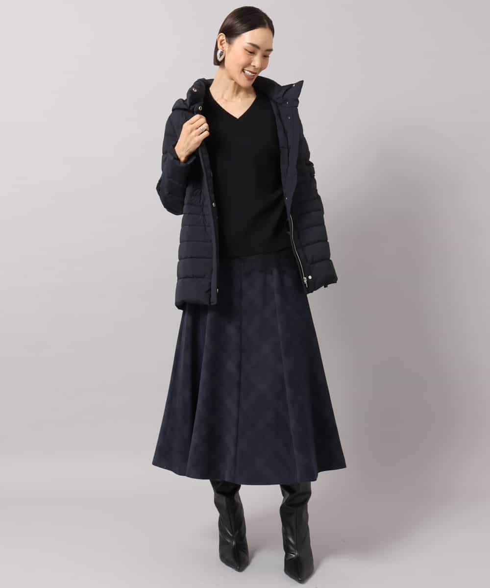 FMHAG20330 MICHEL KLEIN(ミッシェルクラン) [セットアップ対応]チェックコーデュロイAラインスカート ネイビー
