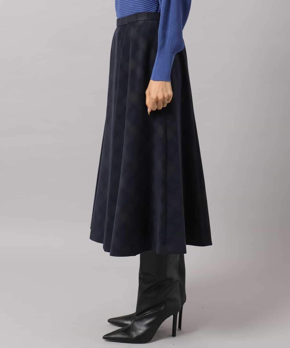 FMHAG20330 MICHEL KLEIN(ミッシェルクラン) [セットアップ対応]チェックコーデュロイAラインスカート ネイビー