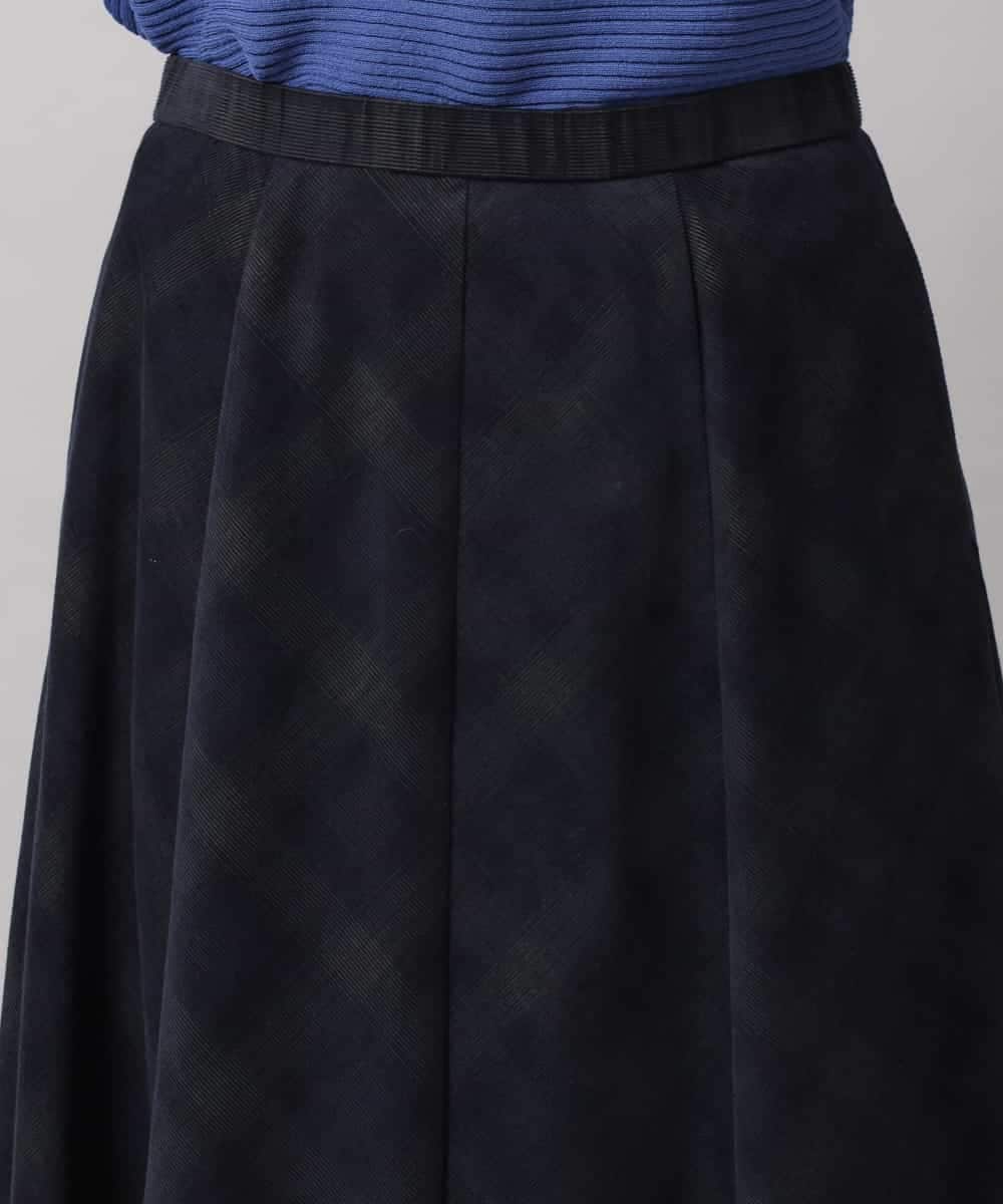 FMHAG20330 MICHEL KLEIN(ミッシェルクラン) [セットアップ対応]チェックコーデュロイAラインスカート ネイビー