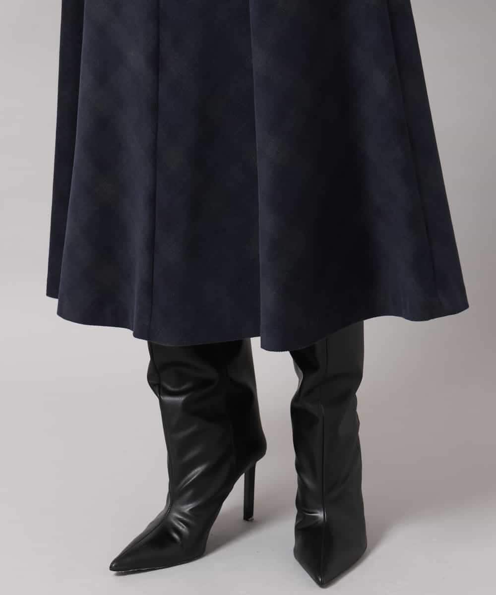 FMHAG20330 MICHEL KLEIN(ミッシェルクラン) [セットアップ対応]チェックコーデュロイAラインスカート ネイビー