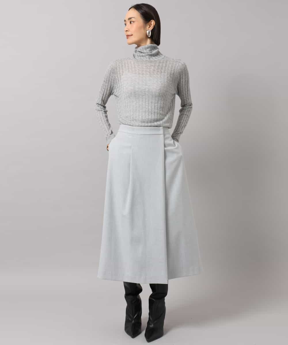 FMHAG41240 MICHEL KLEIN(ミッシェルクラン) ラップAラインスカート ライトグレー
