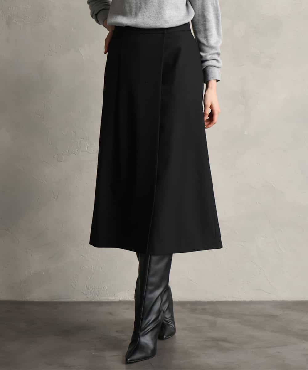 FMHAG41240 MICHEL KLEIN(ミッシェルクラン) ラップAラインスカート ブラック