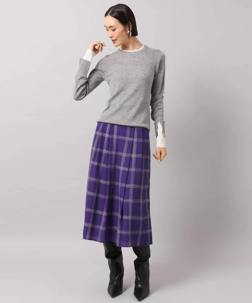 FMHAG43300 MICHEL KLEIN(ミッシェルクラン) [セットアップ対応]ウィンドウペーンシフォンスカート ベージュ
