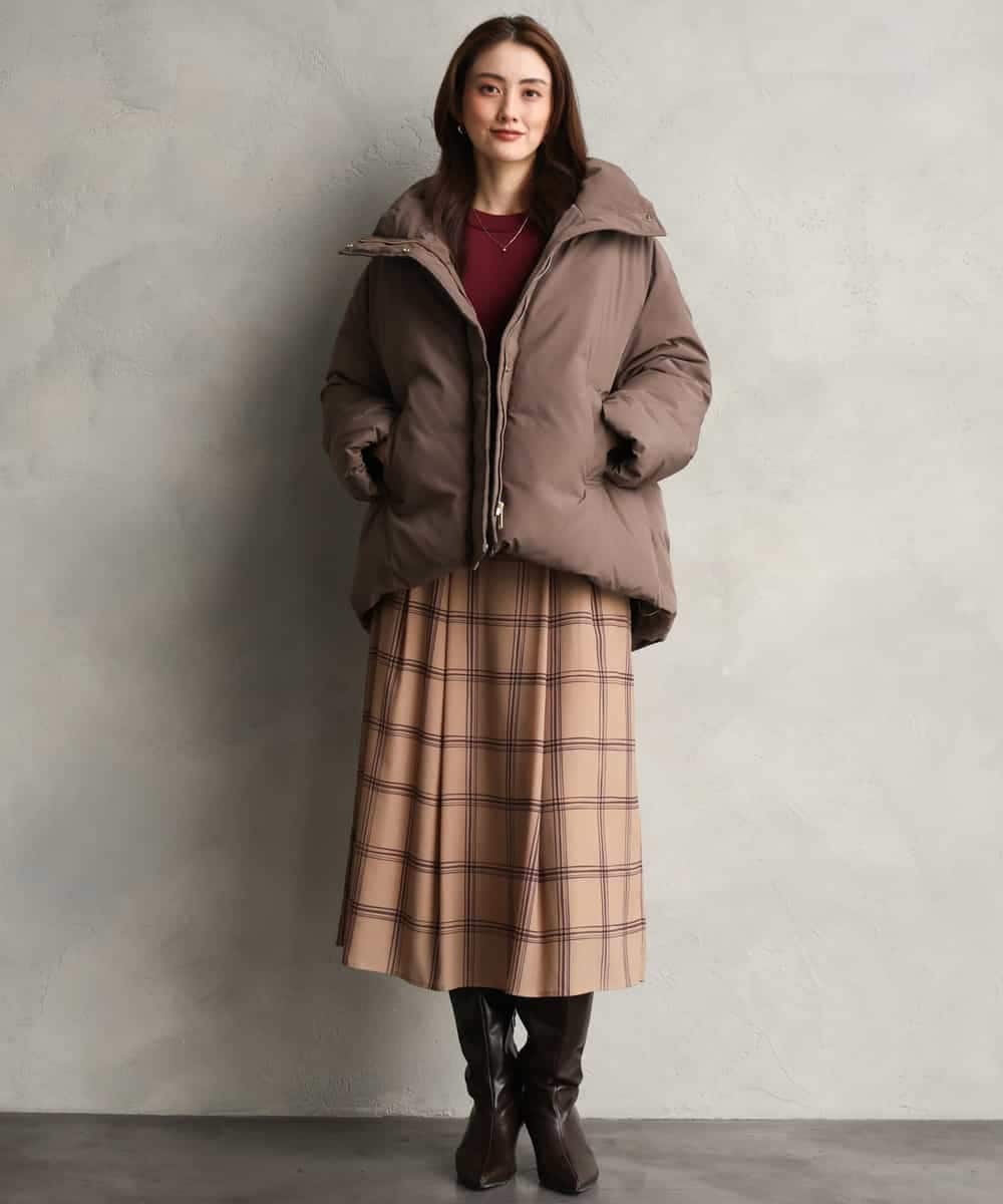FMHAG43300 MICHEL KLEIN(ミッシェルクラン) [セットアップ対応]ウィンドウペーンシフォンスカート ベージュ
