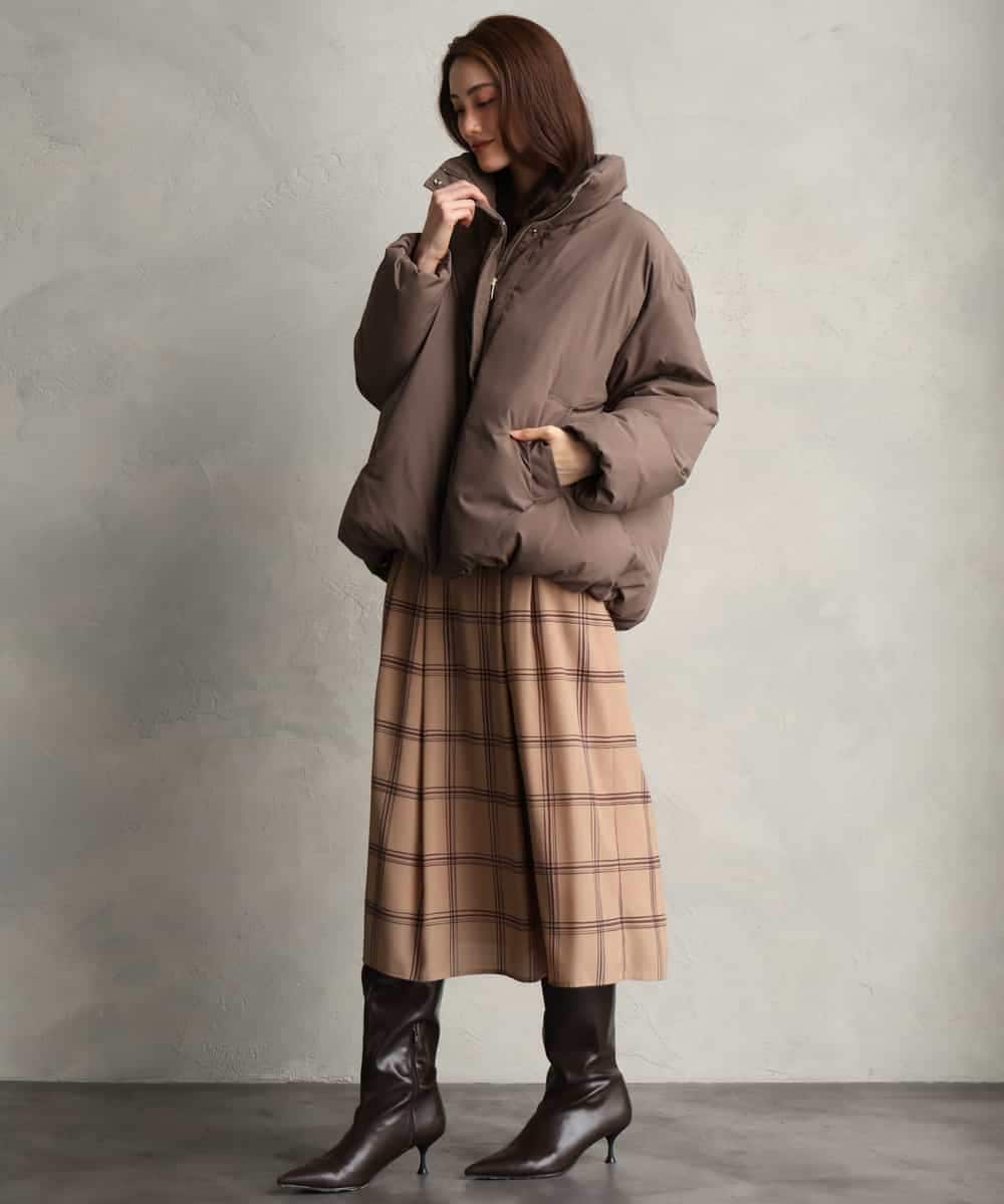 FMHAG43300 MICHEL KLEIN(ミッシェルクラン) [セットアップ対応]ウィンドウペーンシフォンスカート ベージュ