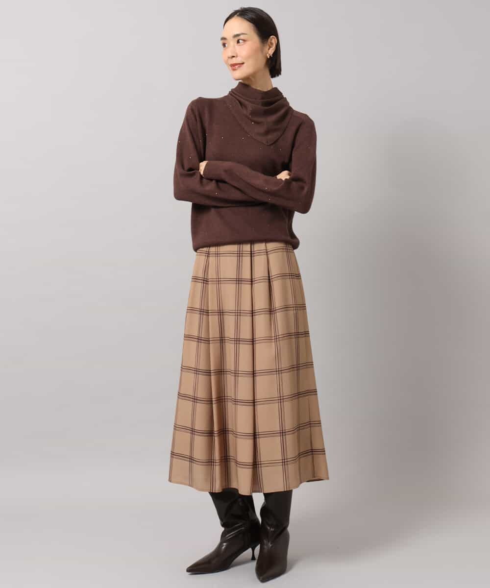 FMHAG43300 MICHEL KLEIN(ミッシェルクラン) [セットアップ対応]ウィンドウペーンシフォンスカート ベージュ
