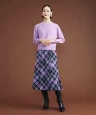 FMHAS30270 MICHEL KLEIN(ミッシェルクラン) ネオンチェックフレアスカート（オリジナルプリント） オレンジ(15)