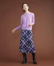 FMHAS30270 MICHEL KLEIN(ミッシェルクラン) ネオンチェックフレアスカート（オリジナルプリント） オレンジ(15)