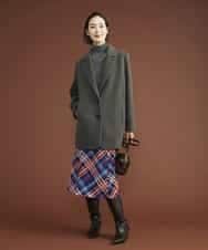 FMHAS30270 MICHEL KLEIN(ミッシェルクラン) ネオンチェックフレアスカート（オリジナルプリント） オレンジ(15)