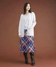 FMHAS30270 MICHEL KLEIN(ミッシェルクラン) ネオンチェックフレアスカート（オリジナルプリント） オレンジ(15)