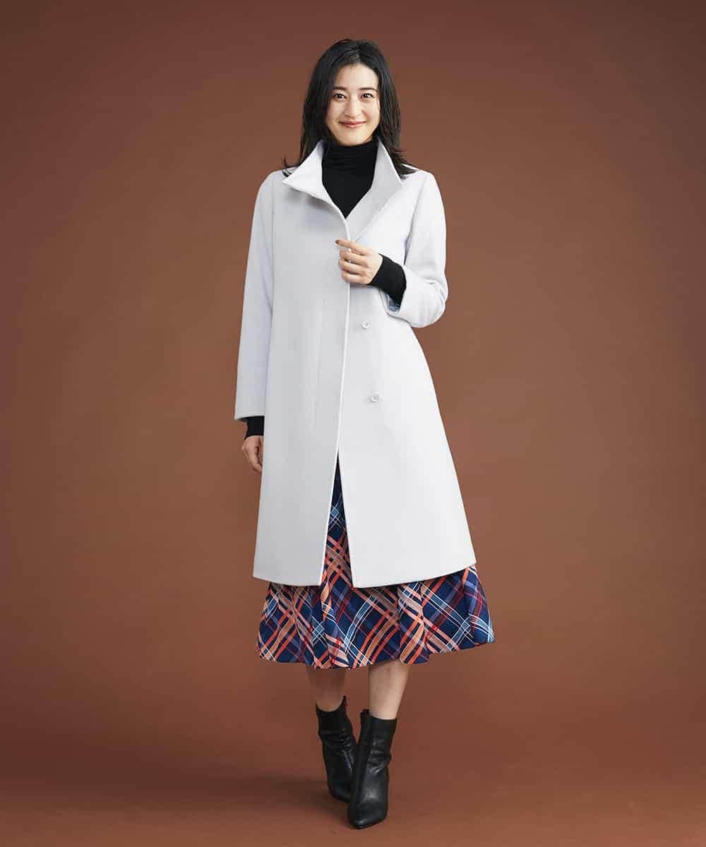 FMHAS30270 MICHEL KLEIN(ミッシェルクラン) ネオンチェックフレアスカート（オリジナルプリント） オレンジ(15)
