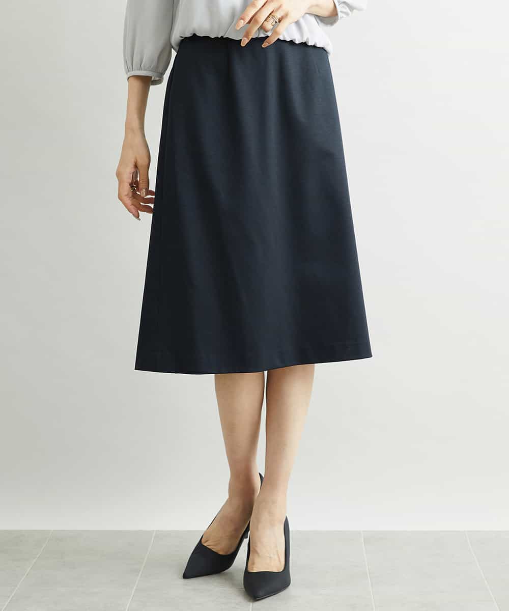 FMHAV15200 MICHEL KLEIN(ミッシェルクラン) [定番スーツ]トップサーモカルゼセミフレアスカート（機能素材） ダークネイビー(57)
