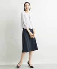 FMHAV15200 MICHEL KLEIN(ミッシェルクラン) [定番スーツ]トップサーモカルゼセミフレアスカート（機能素材） ダークネイビー(57)