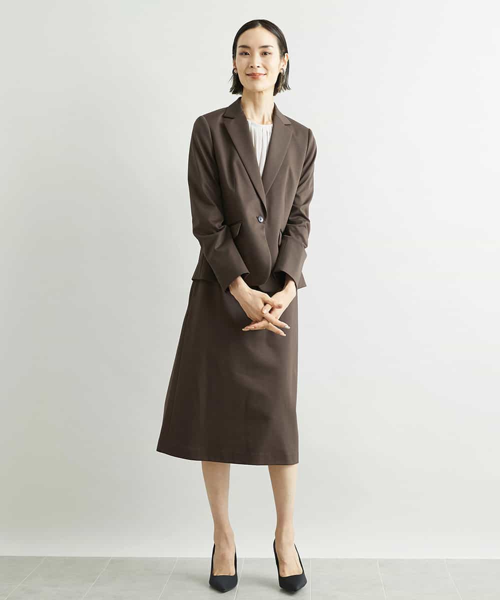 FMHAV15200 MICHEL KLEIN(ミッシェルクラン) [定番スーツ]トップサーモカルゼセミフレアスカート（機能素材） ダークネイビー(57)