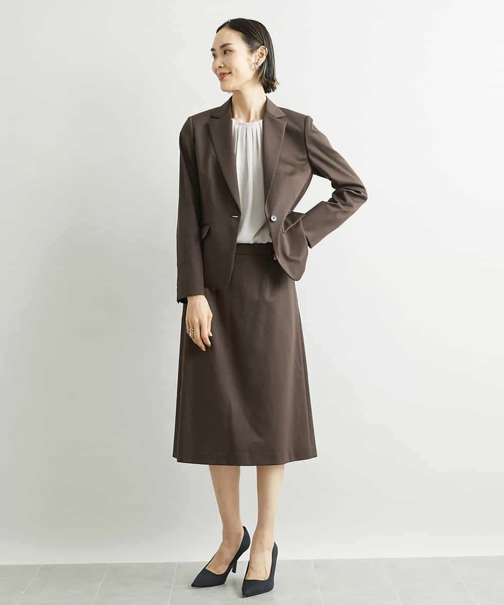 FMHAV15200 MICHEL KLEIN(ミッシェルクラン) [定番スーツ]トップサーモカルゼセミフレアスカート（機能素材） ダークネイビー(57)