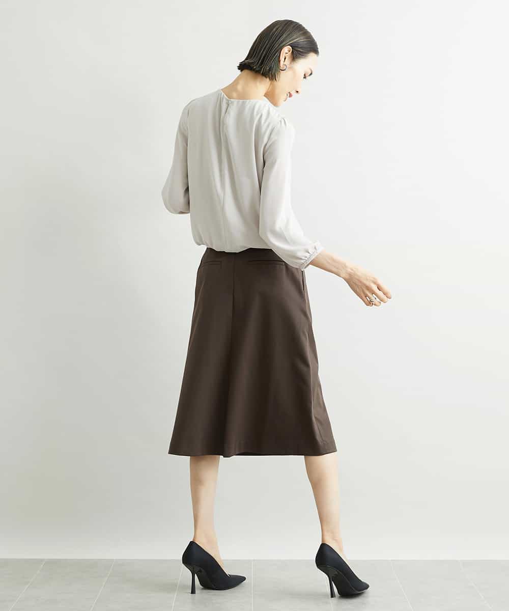 FMHAV15200 MICHEL KLEIN(ミッシェルクラン) [定番スーツ]トップサーモカルゼセミフレアスカート（機能素材） ダークネイビー(57)