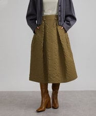 FMHAV19330 MICHEL KLEIN(ミッシェルクラン) スモーキーツイルエンボスデザインスカート カーキ(36)