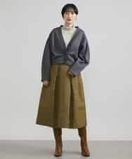 FMHAV19330 MICHEL KLEIN(ミッシェルクラン) スモーキーツイルエンボスデザインスカート カーキ(36)