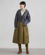 FMHAV19330 MICHEL KLEIN(ミッシェルクラン) スモーキーツイルエンボスデザインスカート カーキ(36)