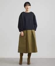 FMHAV19330 MICHEL KLEIN(ミッシェルクラン) スモーキーツイルエンボスデザインスカート カーキ(36)