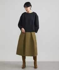 FMHAV19330 MICHEL KLEIN(ミッシェルクラン) スモーキーツイルエンボスデザインスカート カーキ(36)