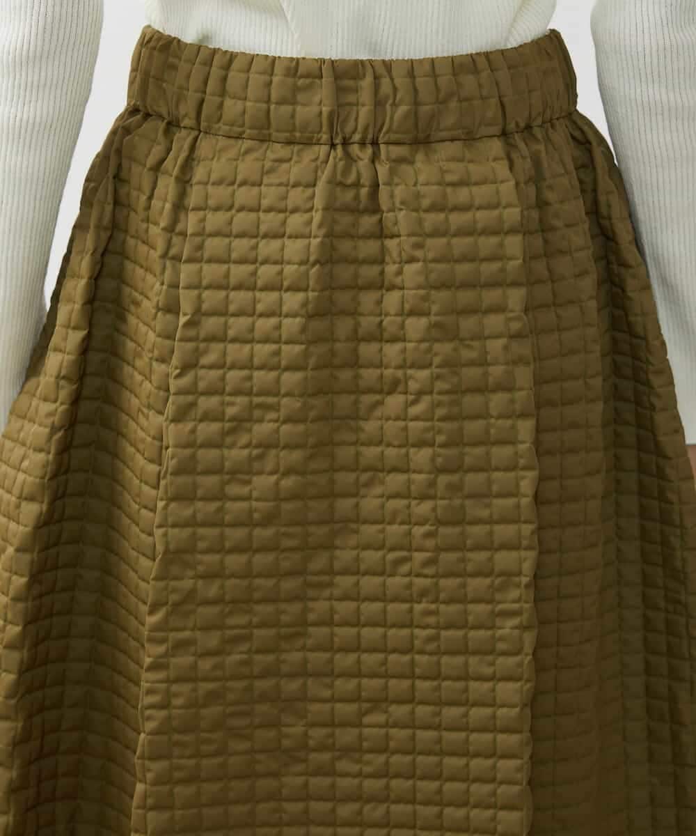FMHAV19330 MICHEL KLEIN(ミッシェルクラン) スモーキーツイルエンボスデザインスカート カーキ(36)