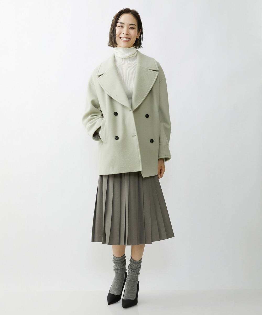 FMHAV31270 MICHEL KLEIN(ミッシェルクラン) プリーツラップスカート ライトカーキ(36)
