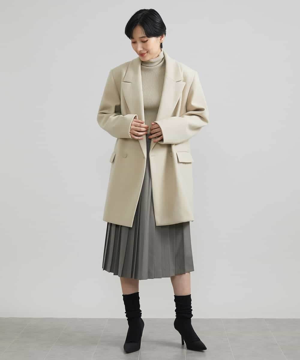 FMHAV31270 MICHEL KLEIN(ミッシェルクラン) プリーツラップスカート ライトカーキ(36)