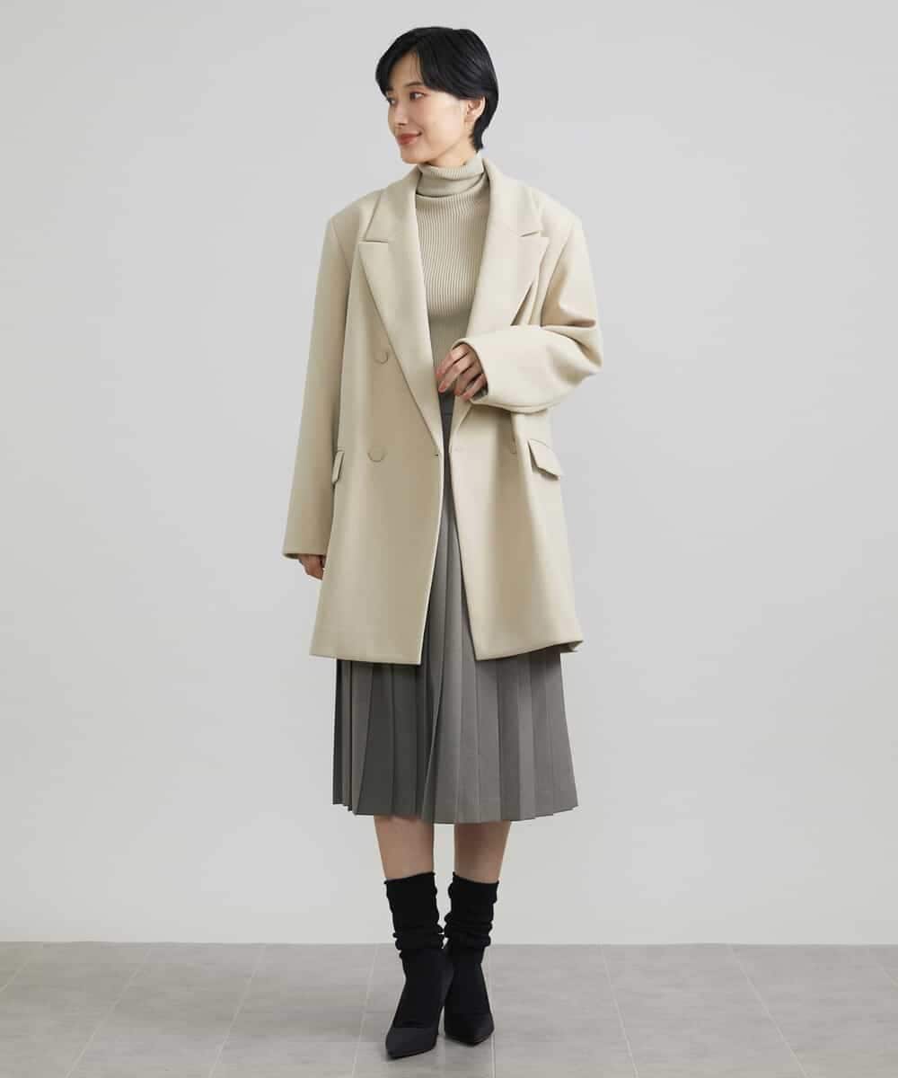 FMHAV31270 MICHEL KLEIN(ミッシェルクラン) プリーツラップスカート ライトカーキ(36)