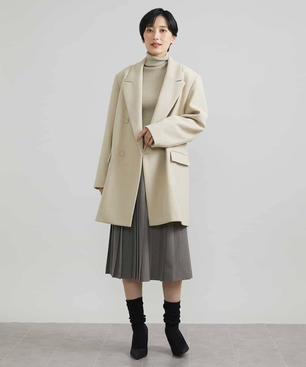 FMHAV31270 MICHEL KLEIN(ミッシェルクラン) プリーツラップスカート ライトカーキ(36)