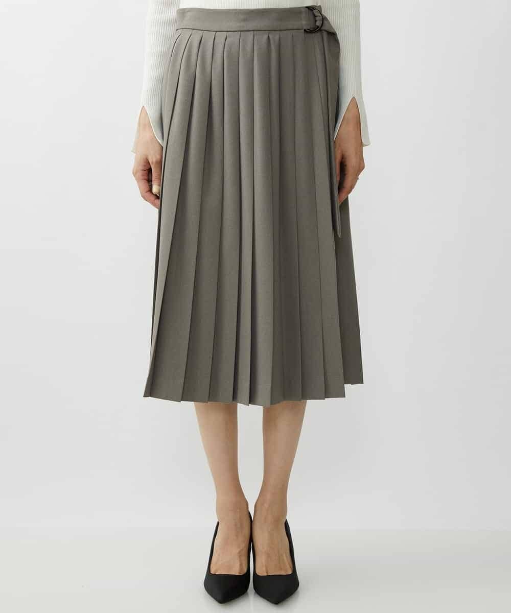 FMHAV31270 MICHEL KLEIN(ミッシェルクラン) プリーツラップスカート ライトカーキ(36)