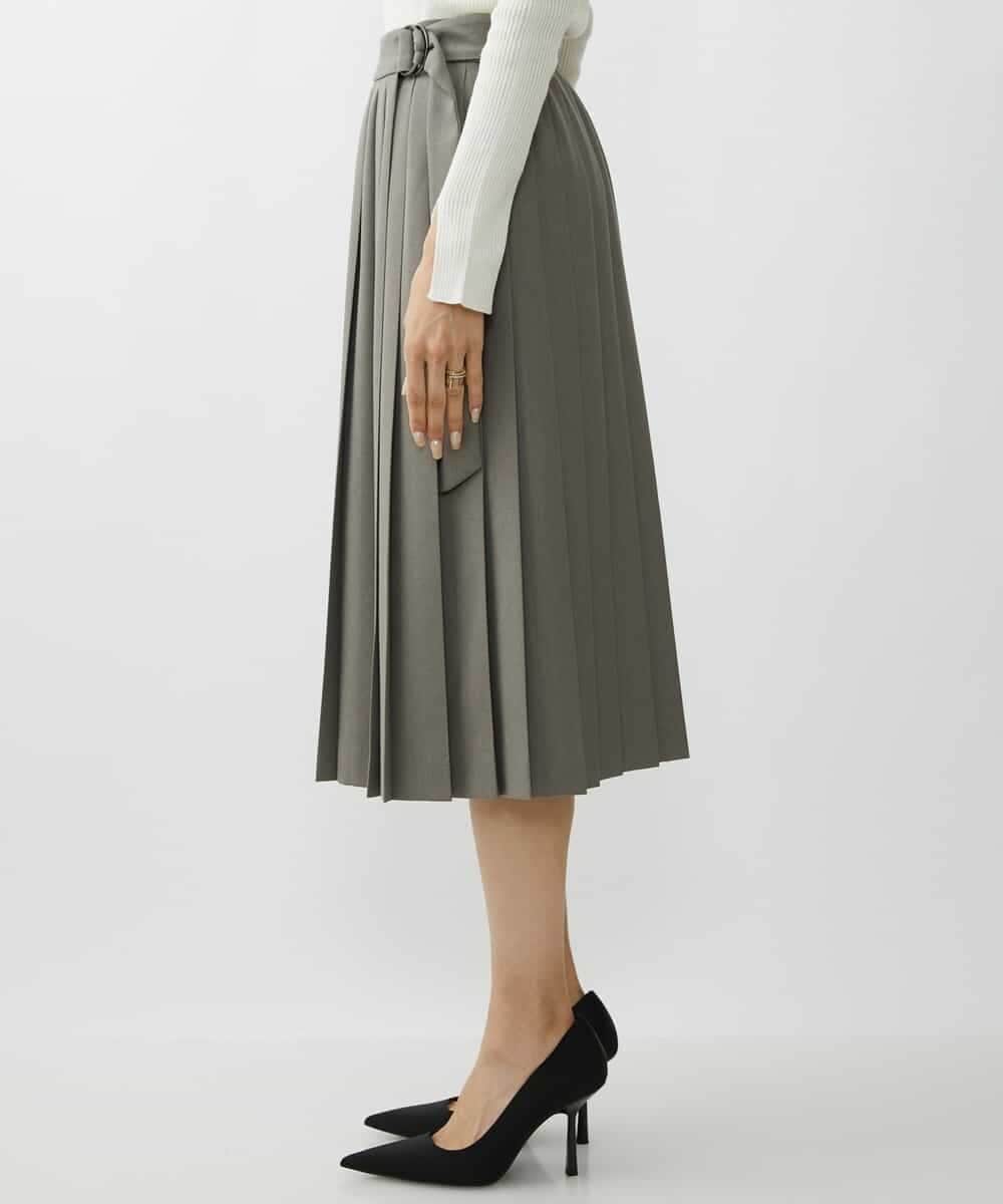 FMHAV31270 MICHEL KLEIN(ミッシェルクラン) プリーツラップスカート ライトカーキ(36)