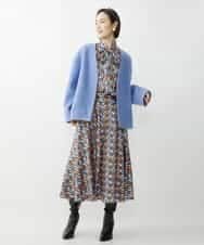 FMHAV47270 MICHEL KLEIN(ミッシェルクラン) [セットアップ対応]ルージュプリントフレアスカート（オリジナルプリント） ネイビー(57)