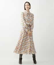 FMHAV47270 MICHEL KLEIN(ミッシェルクラン) [セットアップ対応]ルージュプリントフレアスカート（オリジナルプリント） ネイビー(57)