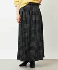 FMHBD24240 MICHEL KLEIN(ミッシェルクラン) ミモレ丈チェック柄Aラインスカート ブラック