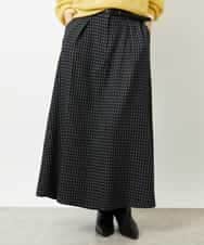 FMHBD24240 MICHEL KLEIN(ミッシェルクラン) ミモレ丈チェック柄Aラインスカート ブラック