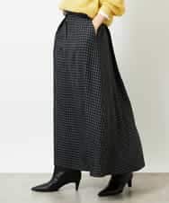 FMHBD24240 MICHEL KLEIN(ミッシェルクラン) ミモレ丈チェック柄Aラインスカート ブラック