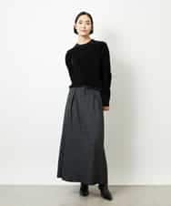 FMHBD24240 MICHEL KLEIN(ミッシェルクラン) ミモレ丈チェック柄Aラインスカート ブラック