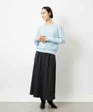 FMHBD24240 MICHEL KLEIN(ミッシェルクラン) ミモレ丈チェック柄Aラインスカート ブラック