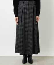 FMHBD24240 MICHEL KLEIN(ミッシェルクラン) ミモレ丈チェック柄Aラインスカート ブラック