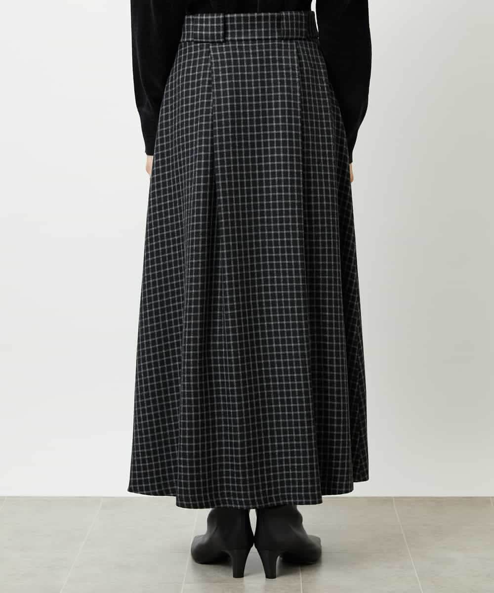 FMHBD24240 MICHEL KLEIN(ミッシェルクラン) ミモレ丈チェック柄Aラインスカート ブラック